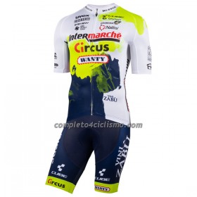 Completo Maglia + Pantaloncino con bretelle 2023 Intermarche Wanty Circus Giallo Blu Bianco